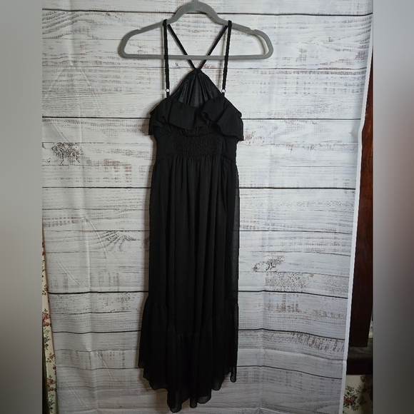 Guess Black High Low Taras Chiffon Dress Ruffles Layers Size 1 - Picture 2 of 8